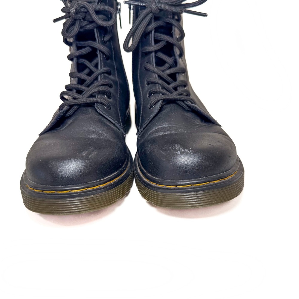 Dr. Martens Leather Ankle Boots Side Zip Lace Up Combat Black